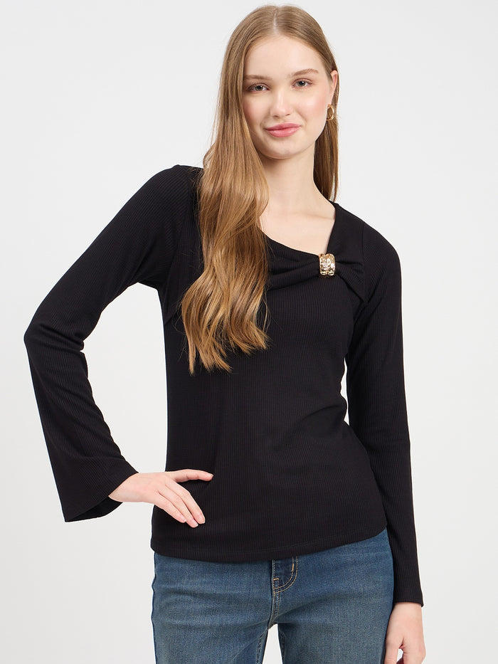 Madame Textured Black Top