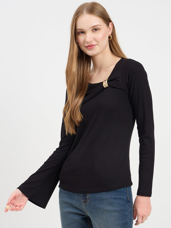 Madame Textured Black Top