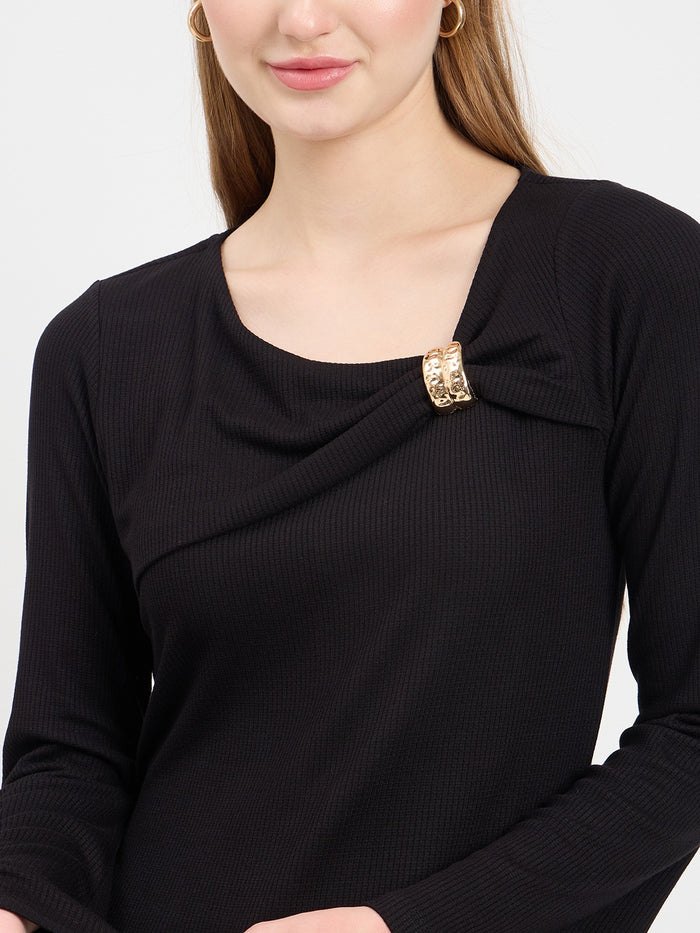 Madame Textured Black Top