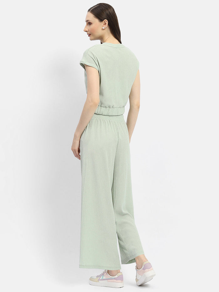 Madame Textured Mint Green Knotted Co-Ord Set