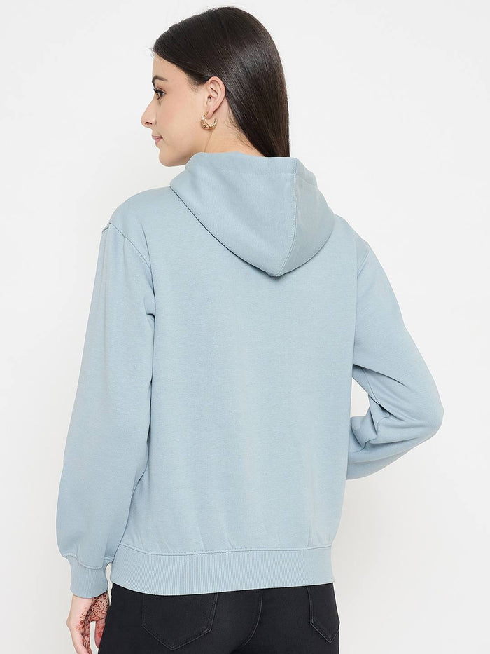 Madame Typography Print Light Sky Cotton Blend Sweatshirt