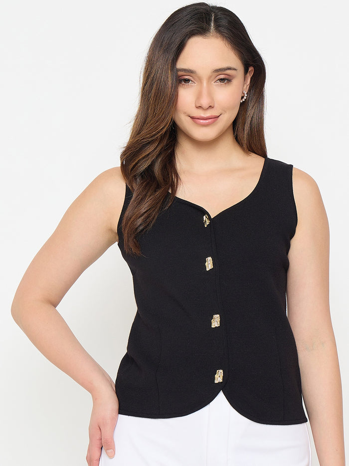 Madame Viscose Blend Black Knit Top
