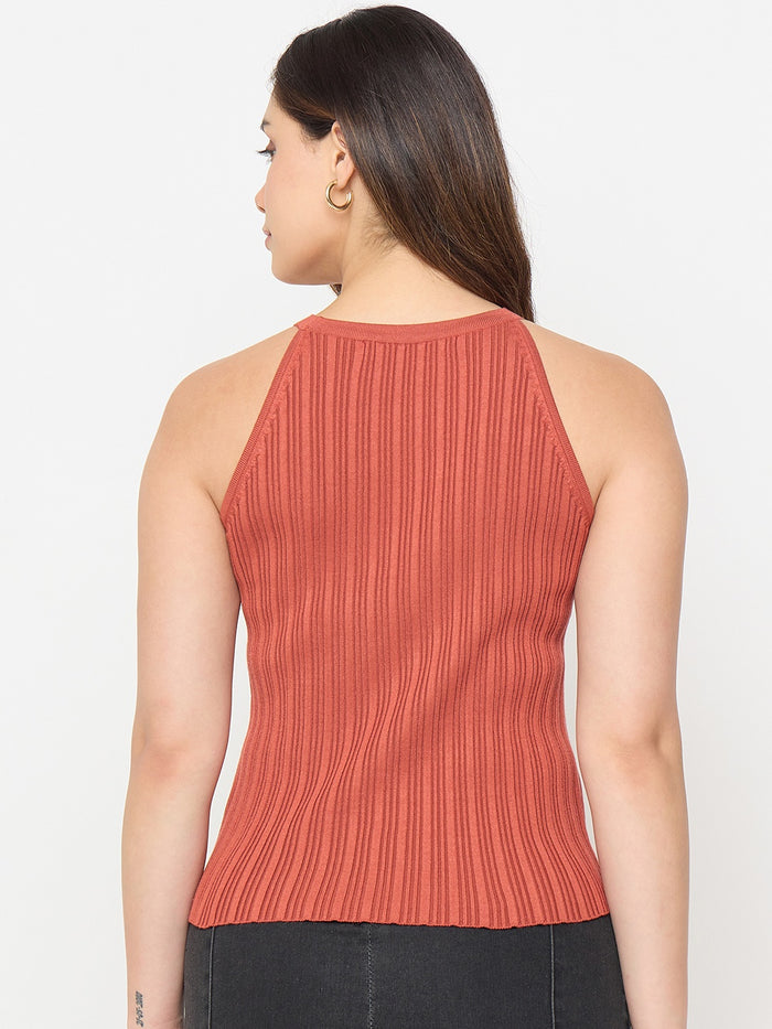Madame Viscose Blend Halter Neck Knit Top