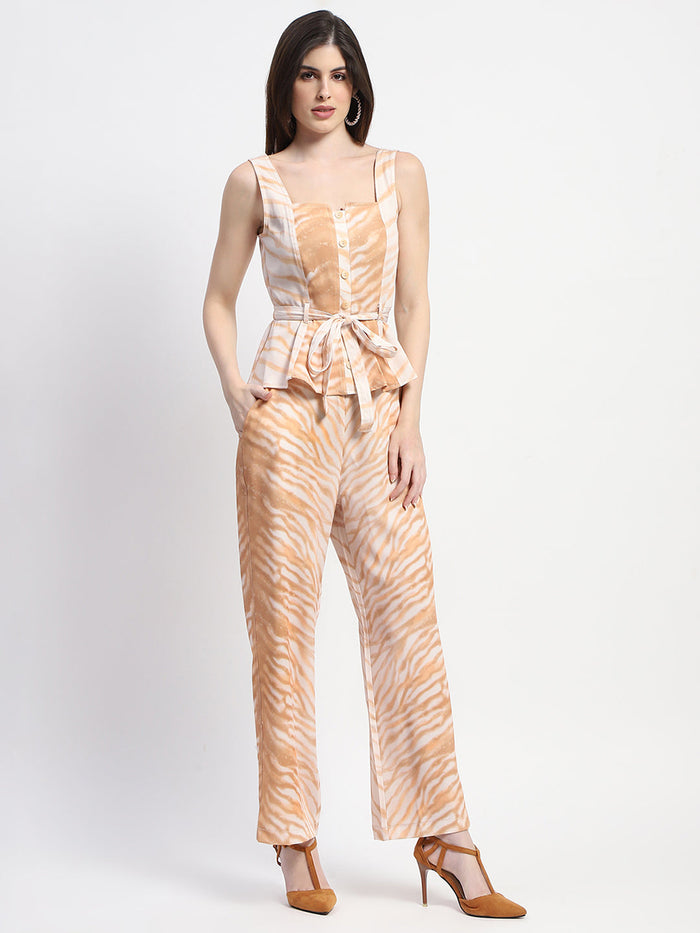 Madame Zebra Print Tan Co-ord Set