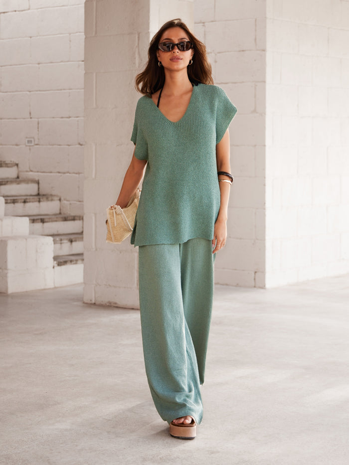 Mae Crochet Trousers - Sage Green