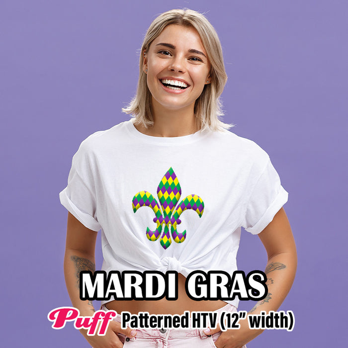 Mardi Gras Puff Patterned HTV
