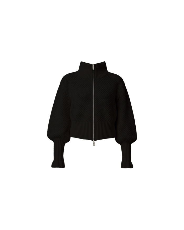 MATILDA COTTON ZIP CARDIGAN BLACK