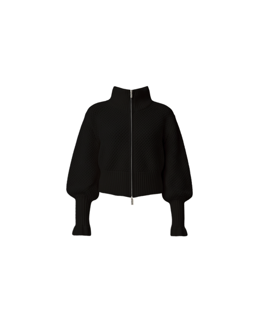 MATILDA COTTON ZIP CARDIGAN BLACK