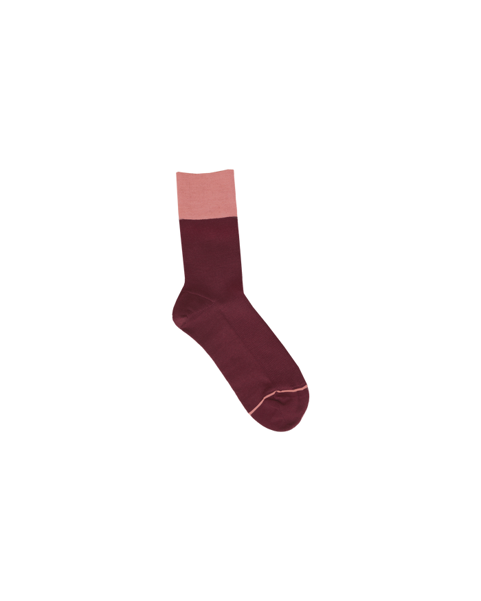 MERINO BLOCK SOCK BURGUNDY PINK