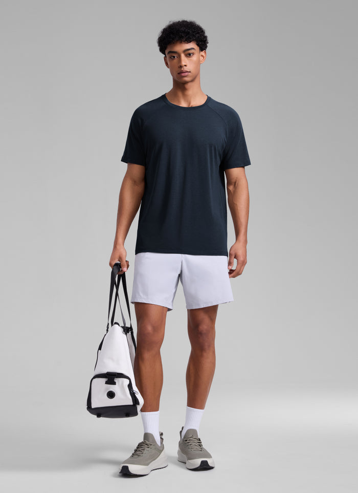 CRZ YOGA Men's Training Classic Fit Shirts Mech Short Sleeves True Navy