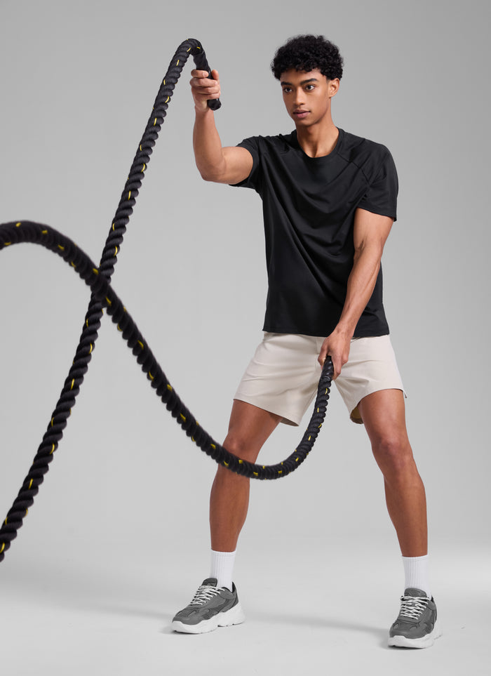 CRZ YOGA Men's Training Classic Fit Shirts Mech Short Sleeves Black