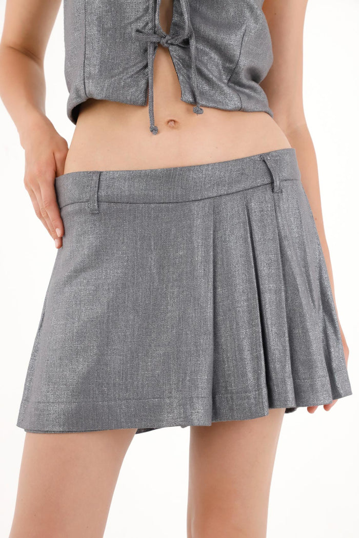Metallic Pleated Women’s Shorts Skirt