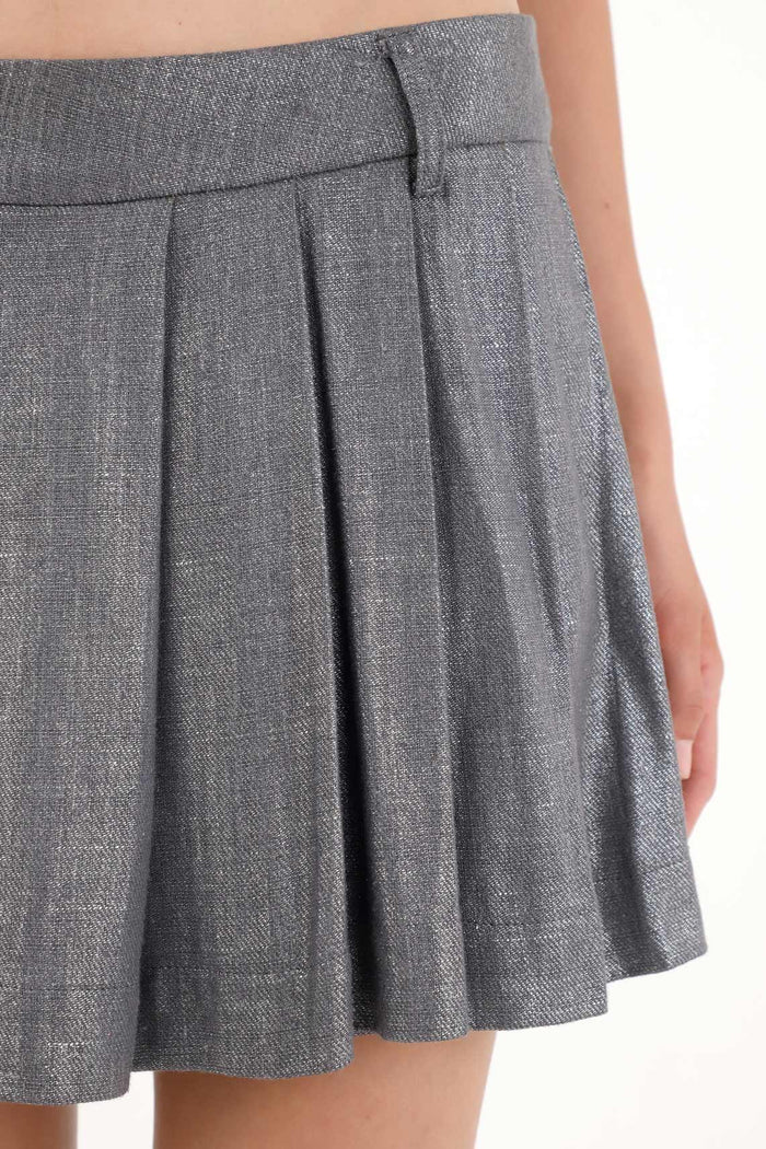 Metallic Pleated Women’s Shorts Skirt