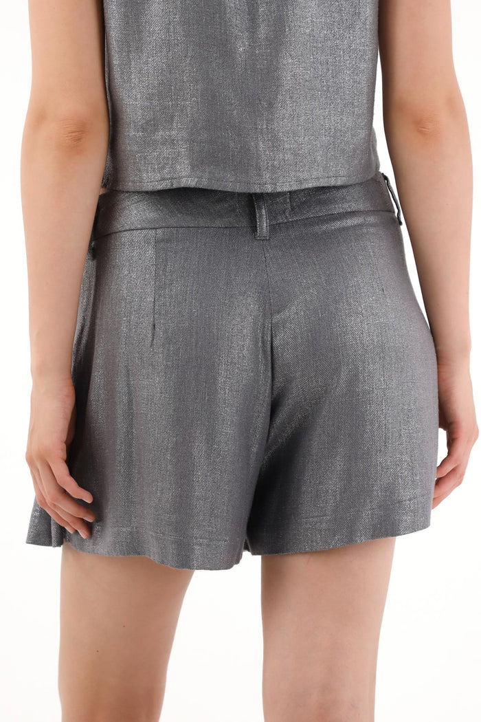 Metallic Pleated Women’s Shorts Skirt
