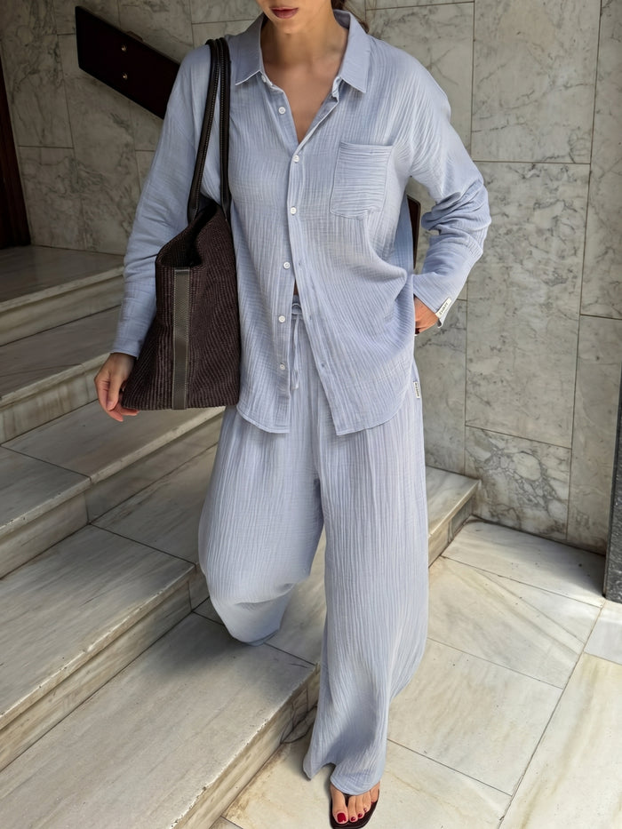 Mila Oversized Shirt - Summer Blue