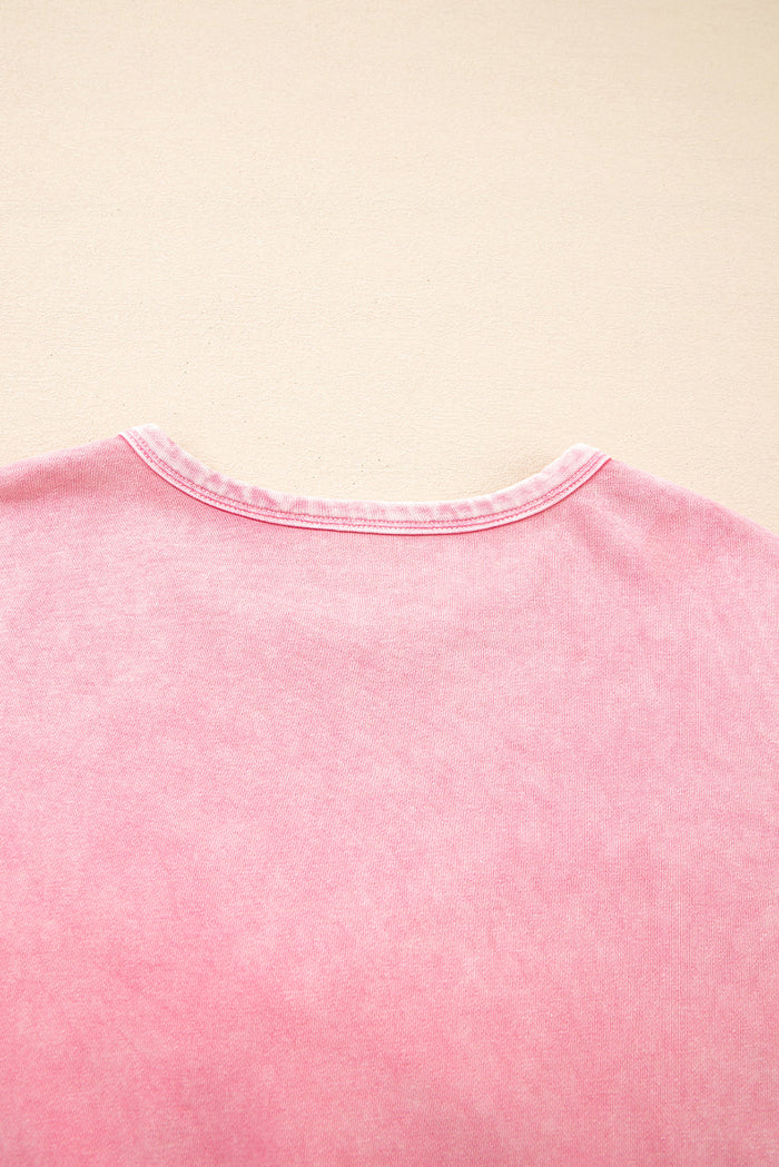 Mineral Wash Big Bow Patchwork Pullover Sweatshirt - Tops/Sweatshirts & Hoodies