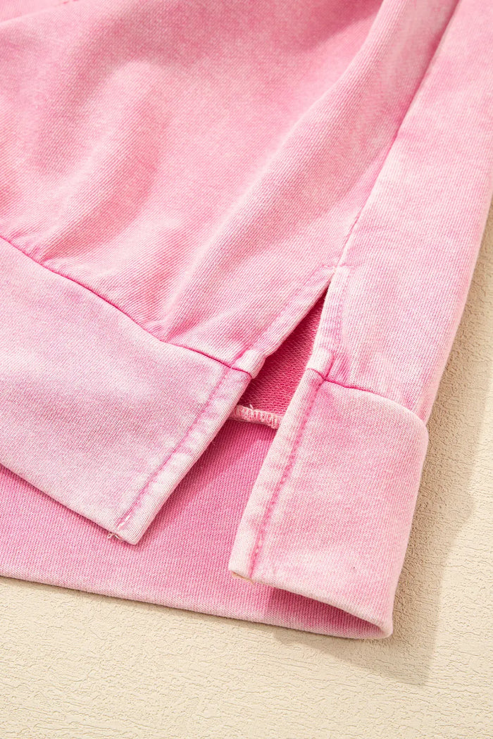 Mineral Wash Big Bow Patchwork Pullover Sweatshirt - Tops/Sweatshirts & Hoodies