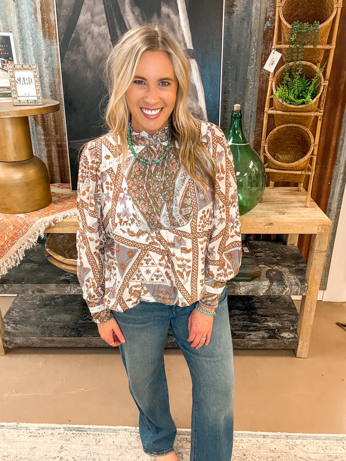 MOCHA PRINT MULTI BLOUSE