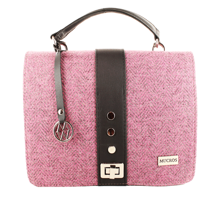 Dusty Pink with Grey Herringbone - Mucros Weavers