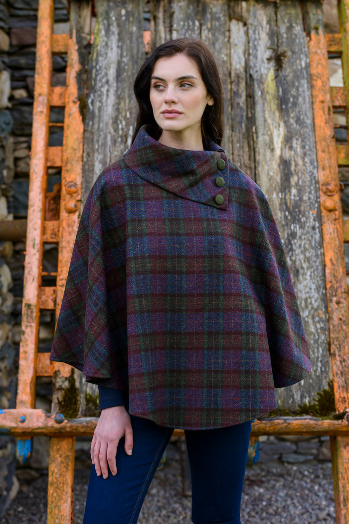 Maroon Dark Green and Blue Checks - Mucros Weavers