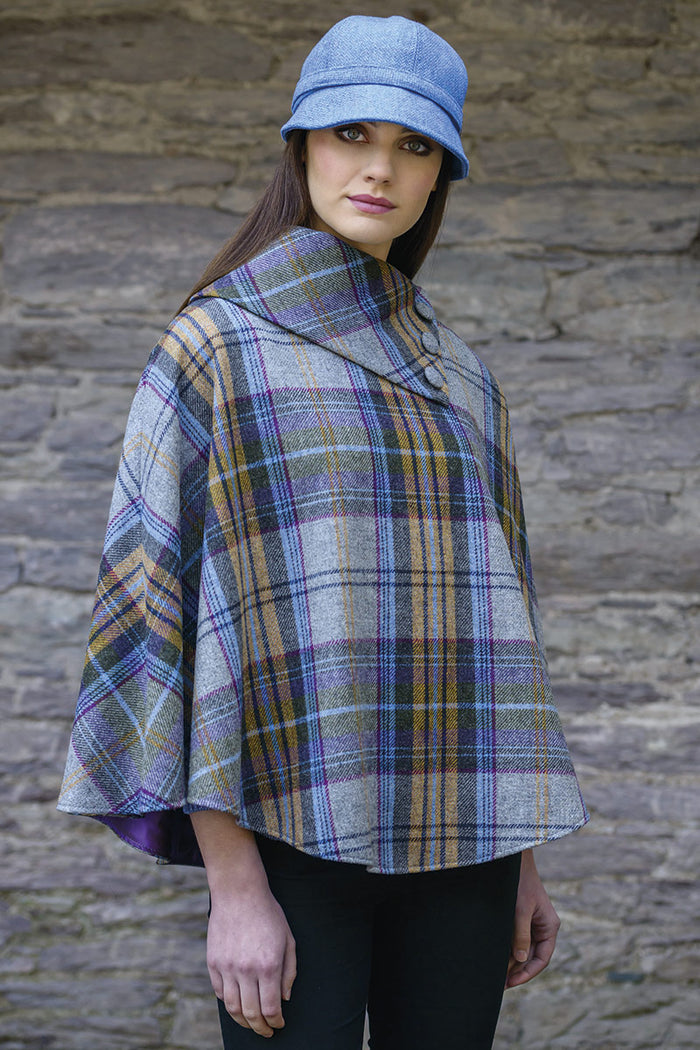 Mucros Grey and Gold Plaid with Light Blue