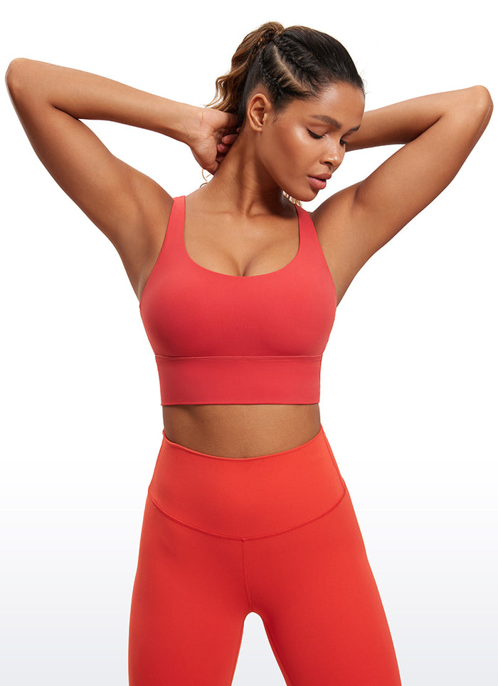 CRZ YOGA Womens Strappy Longline Nakedfeel Training Sports Bra Crimson
