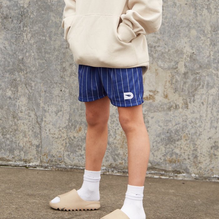NAVY PINSTRIPE SHORTS