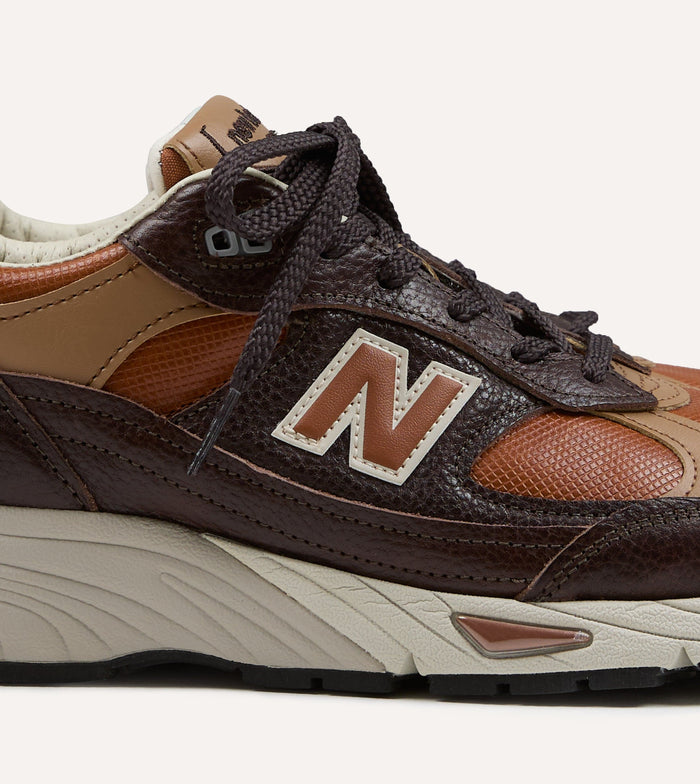 New Balance ‘Luxury Leather’ Chocolate Plum and Caramel Made in UK 991v1 Trainers