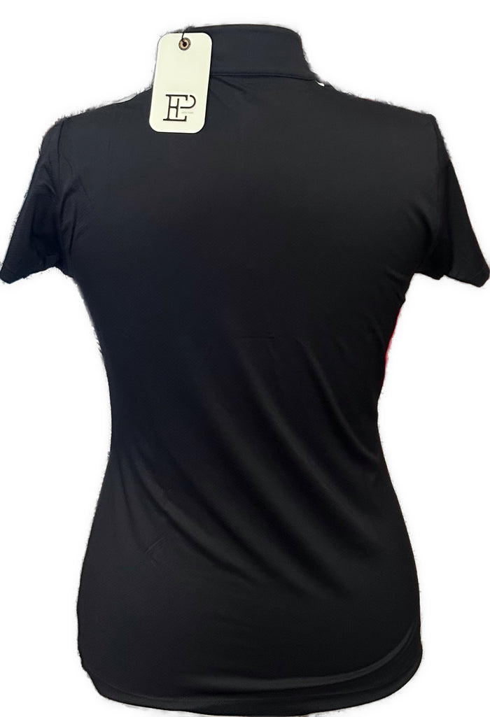 New EP NY Women's Short Sleeve Color Blocked 1/4 Zip Golf Black Polo MSP$84