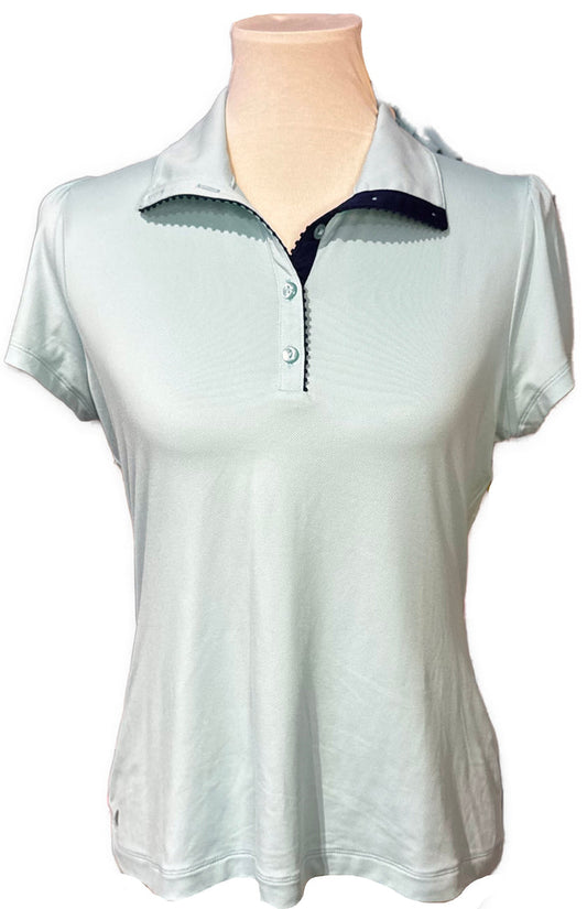 New EP NY Women's Short Sleeve Convertible Collar Polo - Bay Multi Size M MSP$84