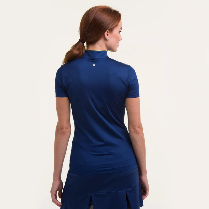 New EP NY Women's Short Sleeve Tipped Mock Golf Polo - Inky MSP$88