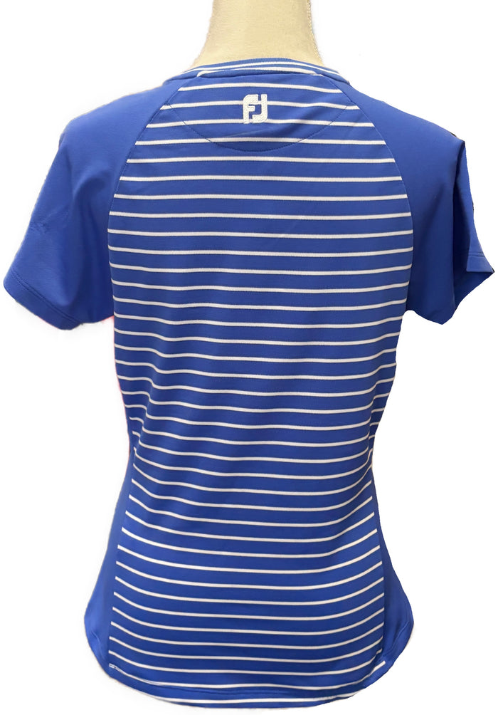 New Footjoy Blue & White Striped Short Sleeve Crewneck Size S MSP$75