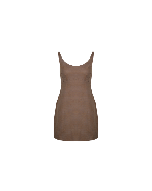 NORTH MINI DRESS BROWN CHECK