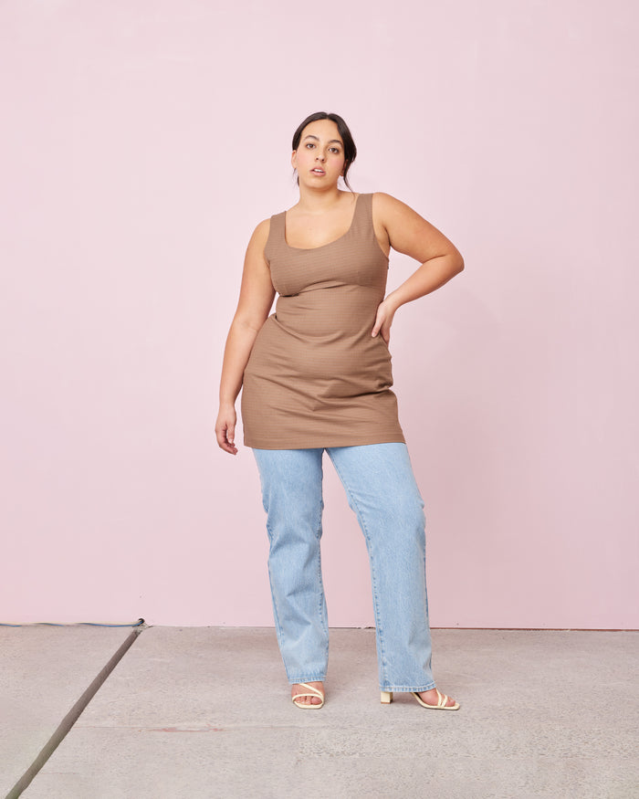 NORTH MINI DRESS BROWN CHECK