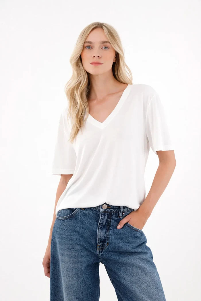 Off-White V-Neck T-Shirt for Women