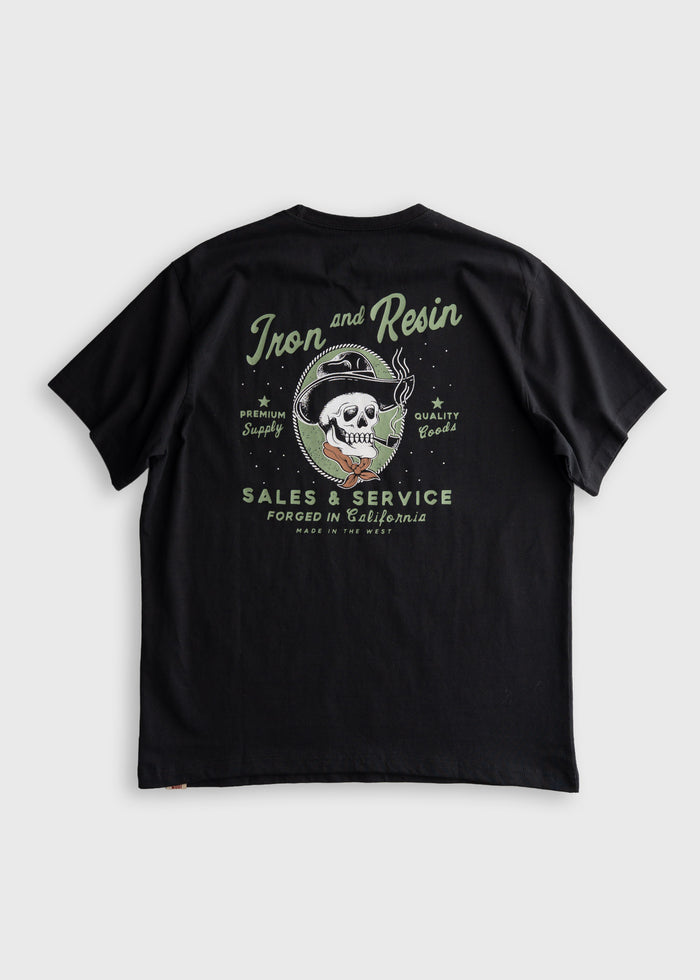 Men’s 7.5 oz organic combed cotton t-shirt in black, with custom graphic print and soft feel, lightweight everyday tee
