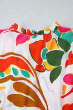 Shop Orange Floral Print Drawstring V Neck Tiered Plus Size Dress at eAura