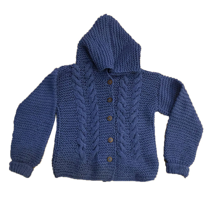 Organic Wool  |  Hoody | Chambray | Size- 2 years - Mojopanda Organic  Store