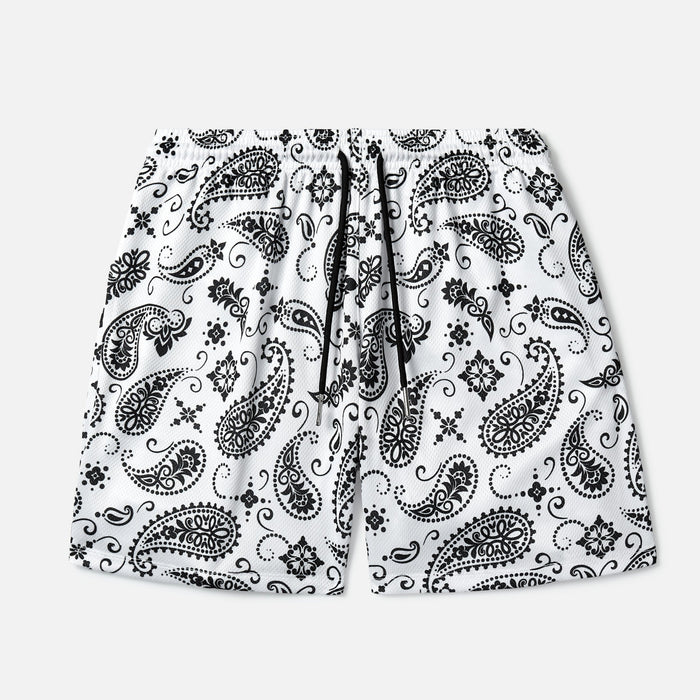PAISLEY PARADISE- WHITE SHORTS