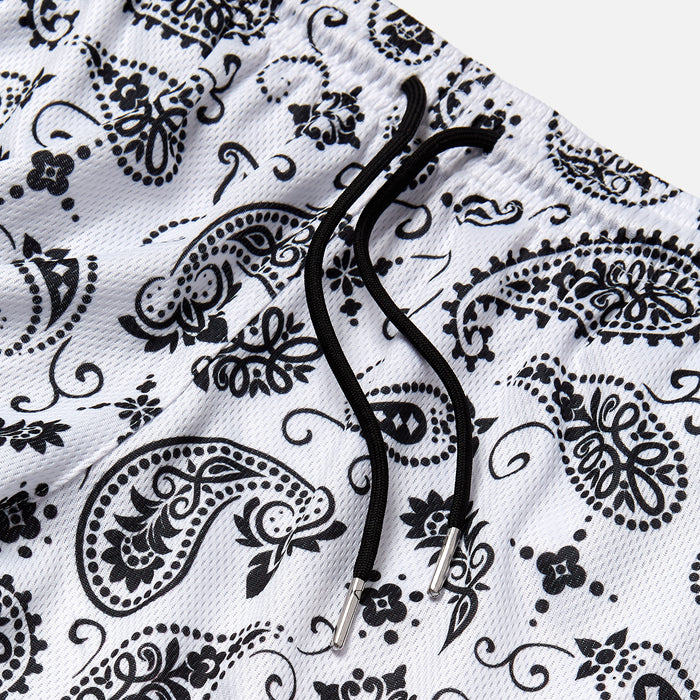 PAISLEY PARADISE- WHITE SHORTS
