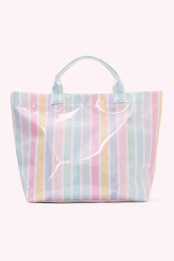 Pastel Rainbow Glossy Striped Waterproof Large Tote Bag
