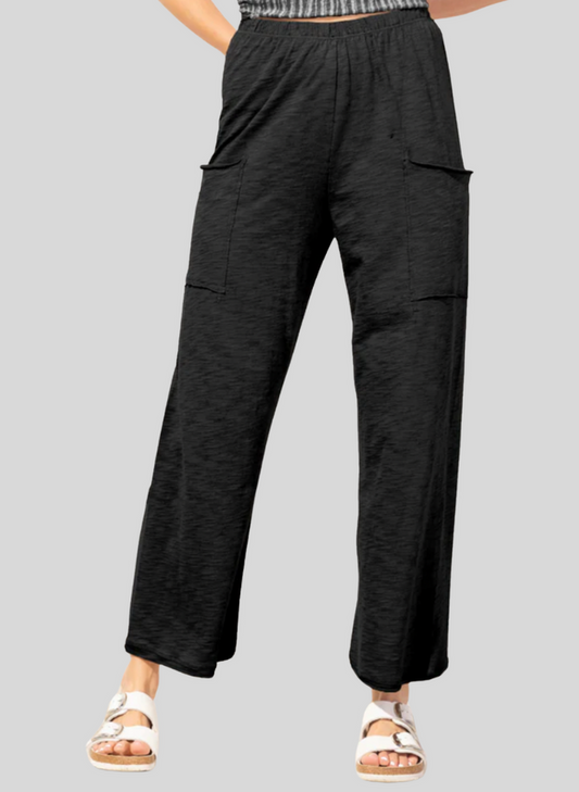 Patch Pocket Flood, shown in Black, size Small.  100% Cotton Slub, Made in Peru.  Machine Wash, Dry low.