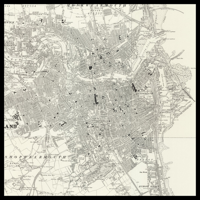 An old Ordnance Survey map of Sunderland