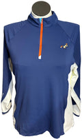 Peter Millar Navy & White Pullover w/ Orange Zipper Size XL