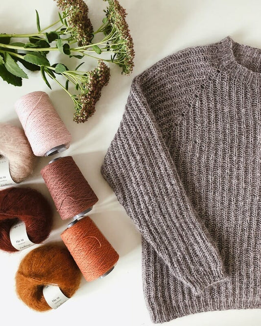 Petra Brioche Sweater, No 12 + silk mohair knitting kit