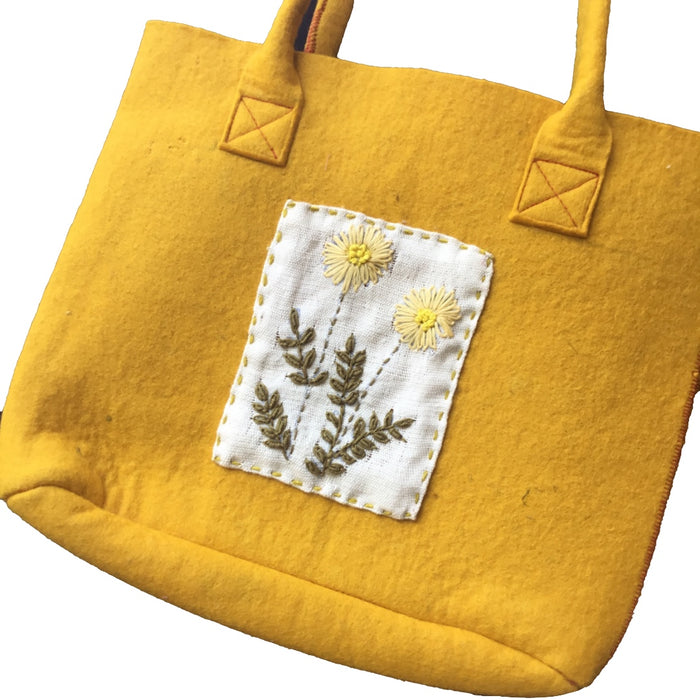 Pink- Organic wool felt Tote Bag