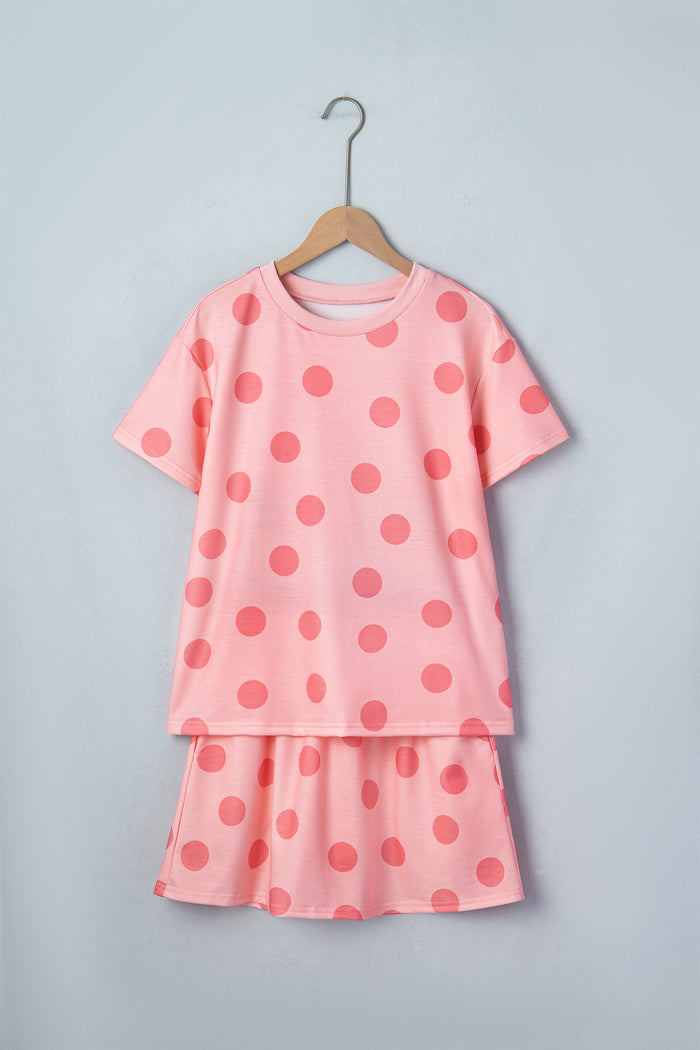 Playful Pink Polka Dot Skort & Top Set
