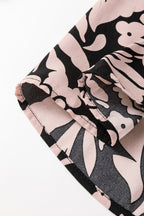Black Plus Size Floral Printed Puff Sleeve Collared Maxi Dress - Size/Plus Dresses/Plus Dresses