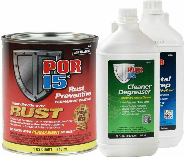 POR-15 45404 Rust Preventative Paint Semi-Gloss Black Kit Metal Prep Degreaser - Detailing Connect