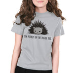 Premium Cotton T-shirt_TeeTurtle Prickly on the Inside silver gray t-shirt featuring a grey porcupine looking slightly annoyed with the text "I'm prickly on the inside too" below in this sarcastic animal design.